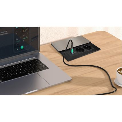 Enchufe empotrado 65W, 2 tomas + USB-A + USB-C