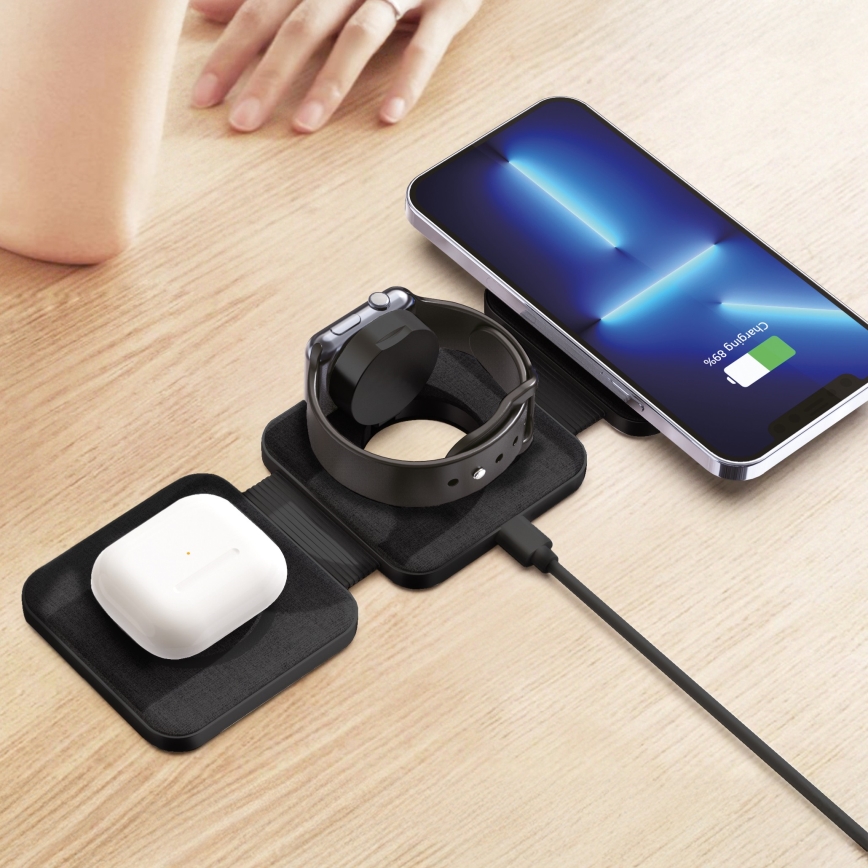 Cargador inalámbrico 3 en 1 de 15 W