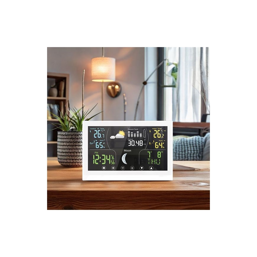 Estación meteorológica con pantalla a color 5V/2xAAA blanca