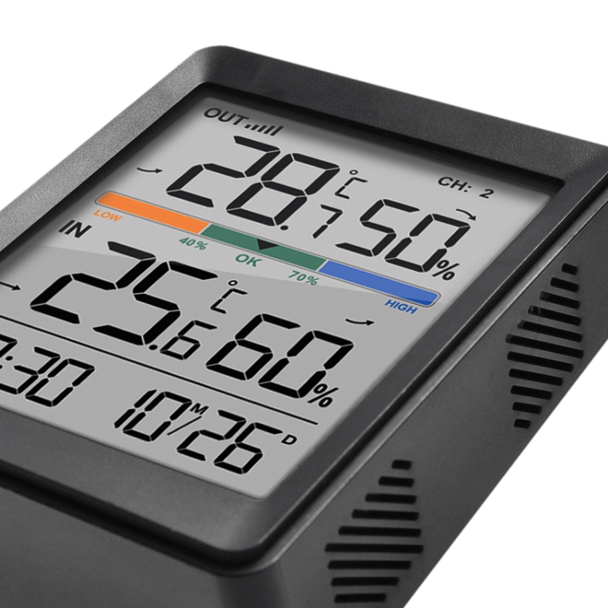 Estacion meteorologica con despertador 2xAAA + 2xAAA negro