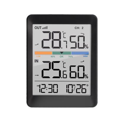 Estacion meteorologica con despertador 2xAAA + 2xAAA negro