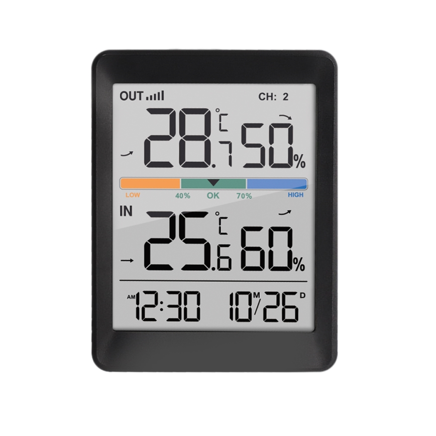 Estacion meteorologica con despertador 2xAAA + 2xAAA negro