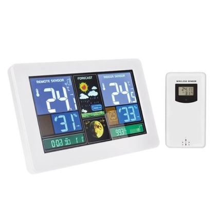 Estación meteorológica con pantalla USB carga color blanco