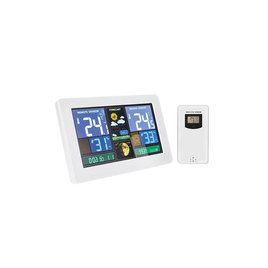 Estación meteorológica con pantalla USB carga color blanco