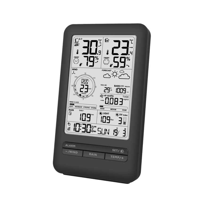 Estación meteorológica profesional con pantalla LCD 5V/2xAA + 3xAA + 2xAA Wi-Fi Tuya
