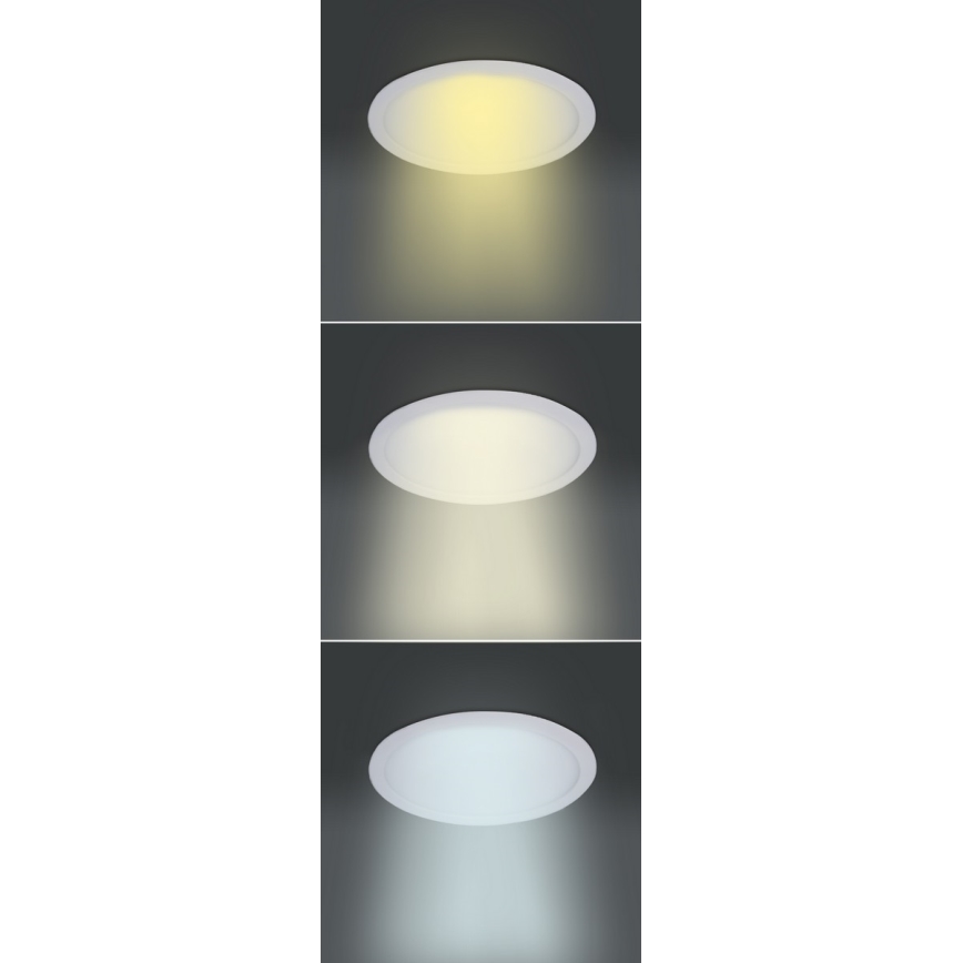 Luminaria empotrada LED 24 W, 230 V, 3000/4000/6000 K, Ø 30 cm, blanco