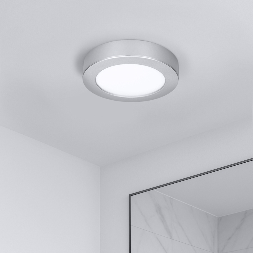 Panel LED 2 en 1 para montaje en superficie/empotrado LED/12W/230V 3000/4000/6000K Ø17cm IP54 plateado