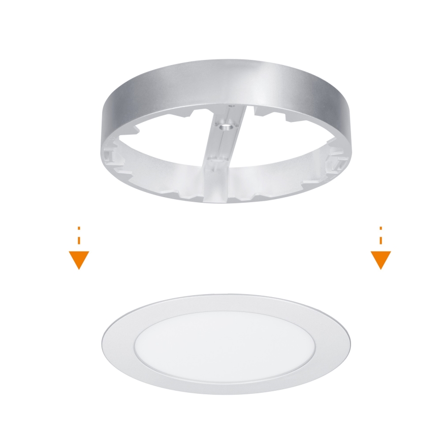 Panel LED 2 en 1 para montaje en superficie/empotrado LED/12W/230V 3000/4000/6000K Ø17cm IP54 plateado