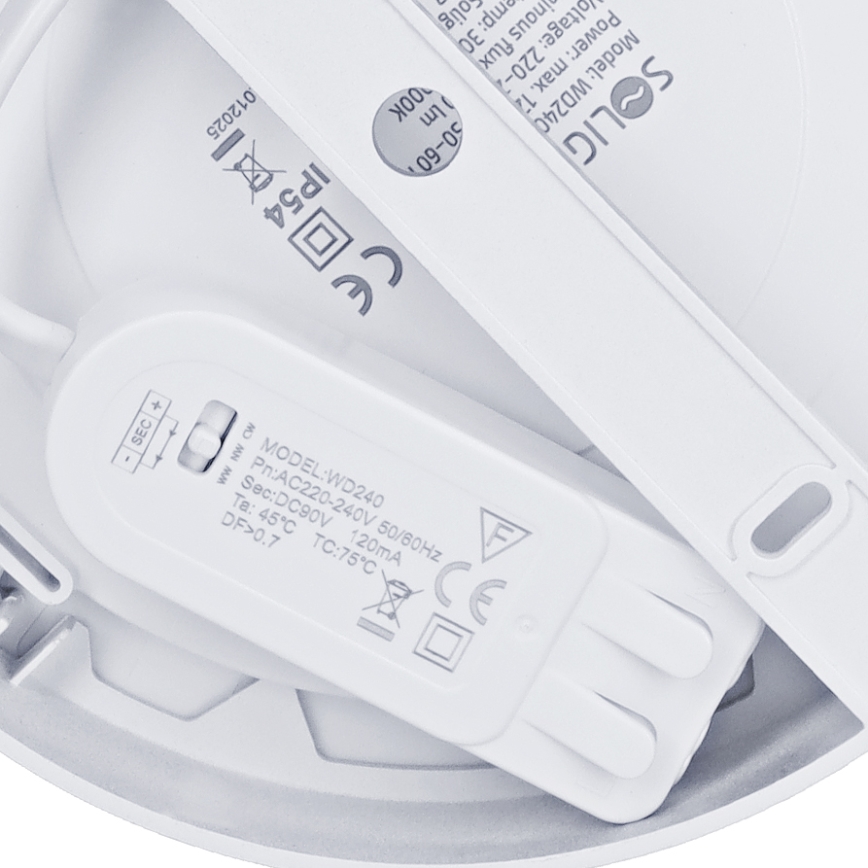 Panel LED 2 en 1 para montaje en superficie/empotrado LED/12W/230V 3000/4000/6000K Ø17cm IP54 plateado