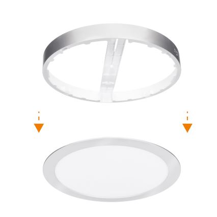 Panel LED 2 en 1 empotrable o de superficie 18W/230V 3000/4000/6000K Ø 22,5 cm IP54 plateado