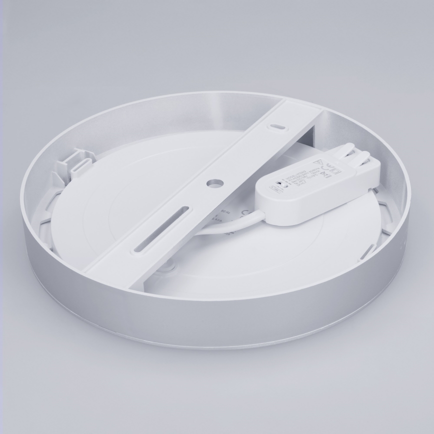 Panel LED 2 en 1 empotrable o de superficie 18W/230V 3000/4000/6000K Ø 22,5 cm IP54 plateado