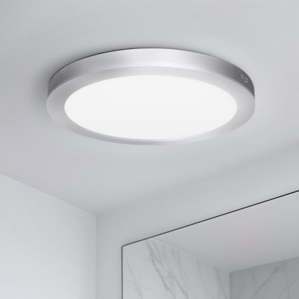 LED panel de superficie/empotrable 2 en 1 24W/230V 3000/4000/6000K Ø 30 cm IP54 plateado