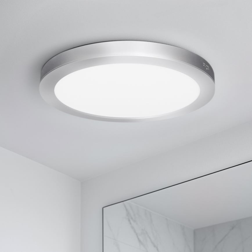 LED panel de superficie/empotrable 2 en 1 24W/230V 3000/4000/6000K Ø 30 cm IP54 plateado