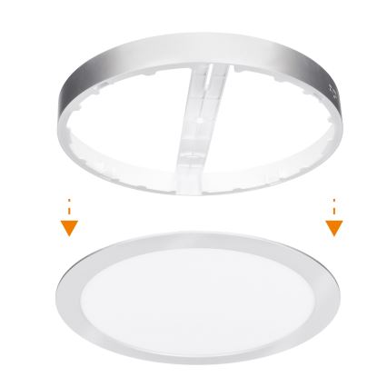 LED panel de superficie/empotrable 2 en 1 24W/230V 3000/4000/6000K Ø 30 cm IP54 plateado