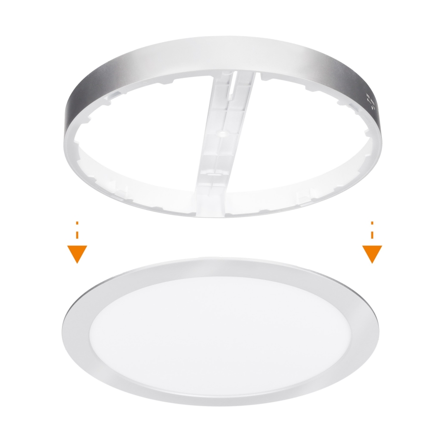 LED panel de superficie/empotrable 2 en 1 24W/230V 3000/4000/6000K Ø 30 cm IP54 plateado