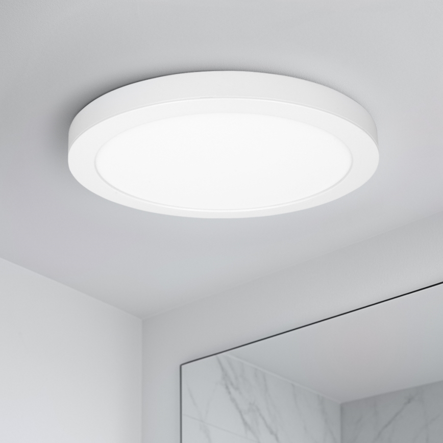 Panel LED 2 en 1 para montaje en superficie o empotrado, 24 W/230 V, 3000/4000/6000 K, diámetro 30 cm, IP54, blanco