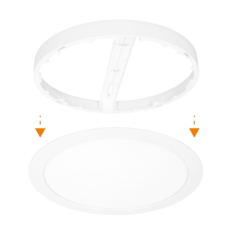 Panel LED 2 en 1 para montaje en superficie o empotrado, 24 W/230 V, 3000/4000/6000 K, diámetro 30 cm, IP54, blanco