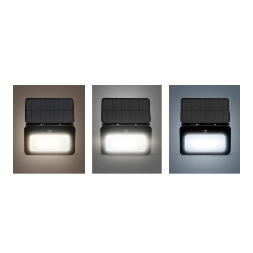 LED Proyector solar regulable con sensor de movimiento y crepuscular LED/6W/3,7V 2200 mAh 3000/4000/6500K IP65