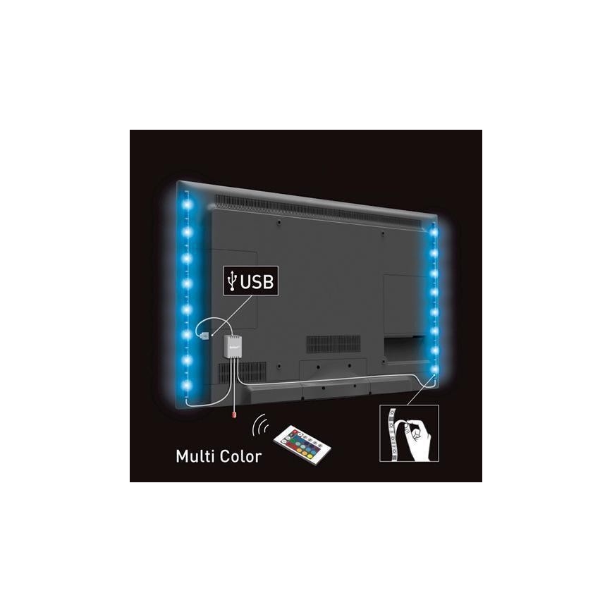 SET 2x LED RGB Cinta para TV con control remoto IP65 LED/USB 50cm