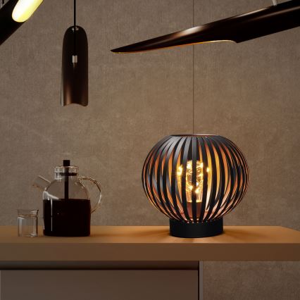 LED Lámpara de mesa decorativa LED/3xAA negro/cobre