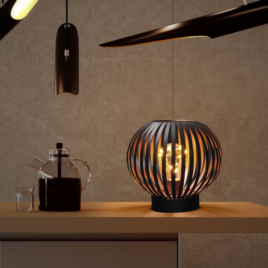 LED Lámpara de mesa decorativa LED/3xAA negro/cobre