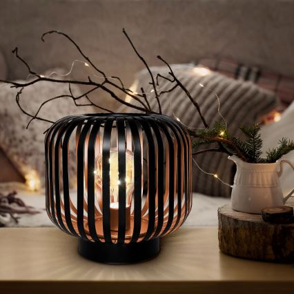 LED Lámpara de mesa decorativa LED/3xAA negro/cobre
