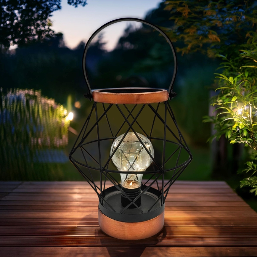LED Lámpara de mesa decorativa LED/3xAA negro/cobre