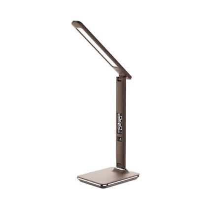 Lámpara de mesa LED regulable con display LED/9W/230V marrón