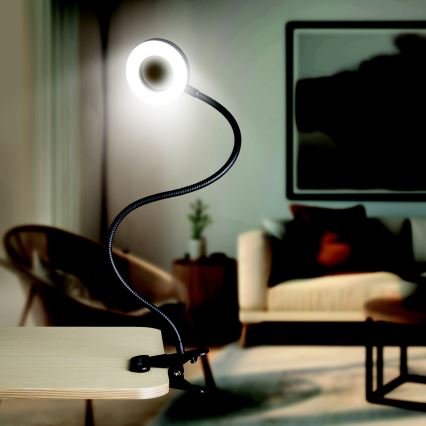 Lámpara de mesa LED regulable con pinza LED/8W/230V 3000/4000/5000K negra
