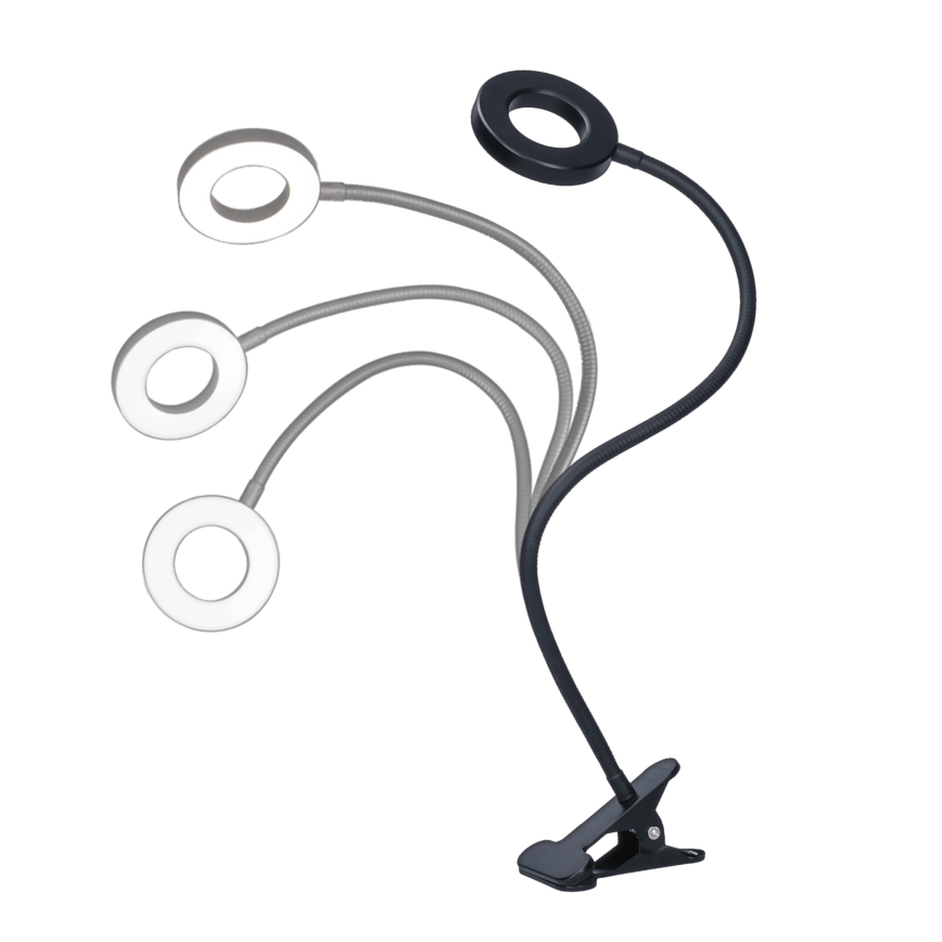 Lámpara de mesa LED regulable con pinza LED/8W/230V 3000/4000/5000K negra