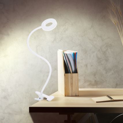 Lámpara de mesa LED regulable con pinza LED/8W/230V 3000/4000/5000K blanca