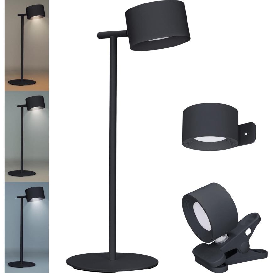 Solight WO68-B - Lámpara LED regulable y recargable 3en1 LED/4W/2000 mAh 3000/4000/6500K negro