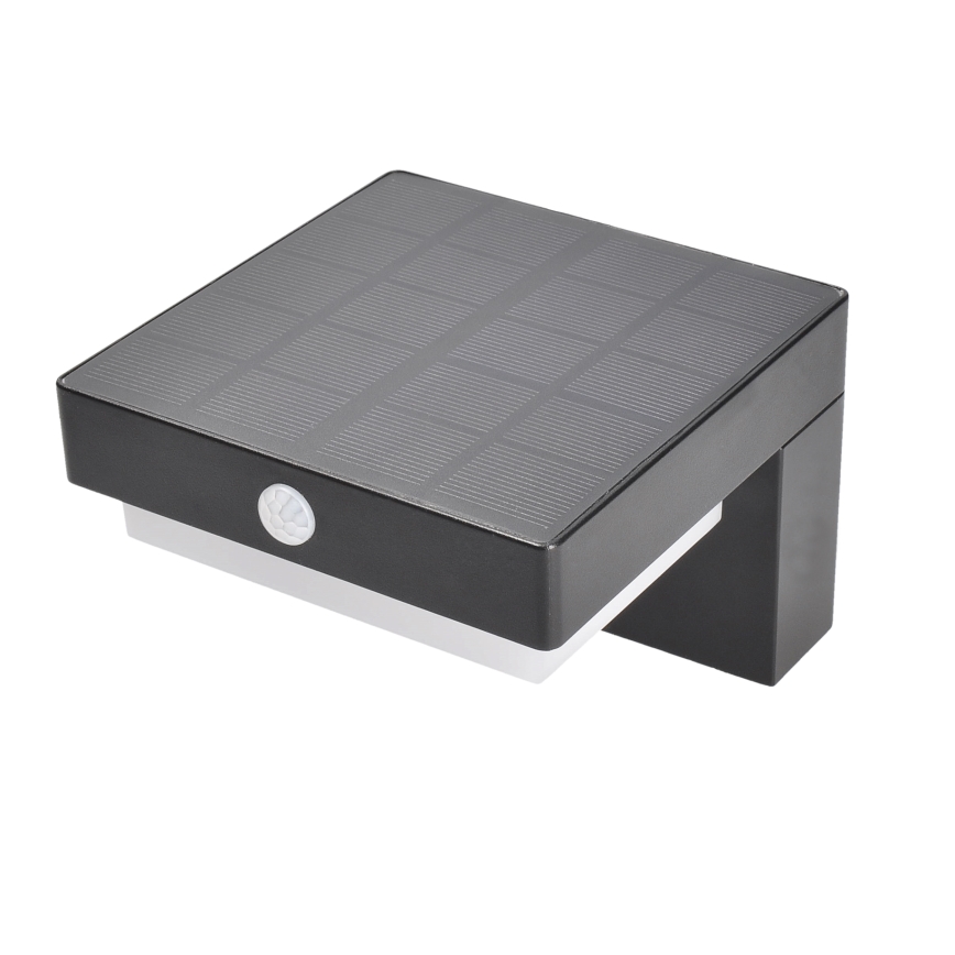 LED Luz solar de pared con sensor de movimiento y crepuscular PALERMO LED/5W/3,7V 2000 mAh IP54 negro
