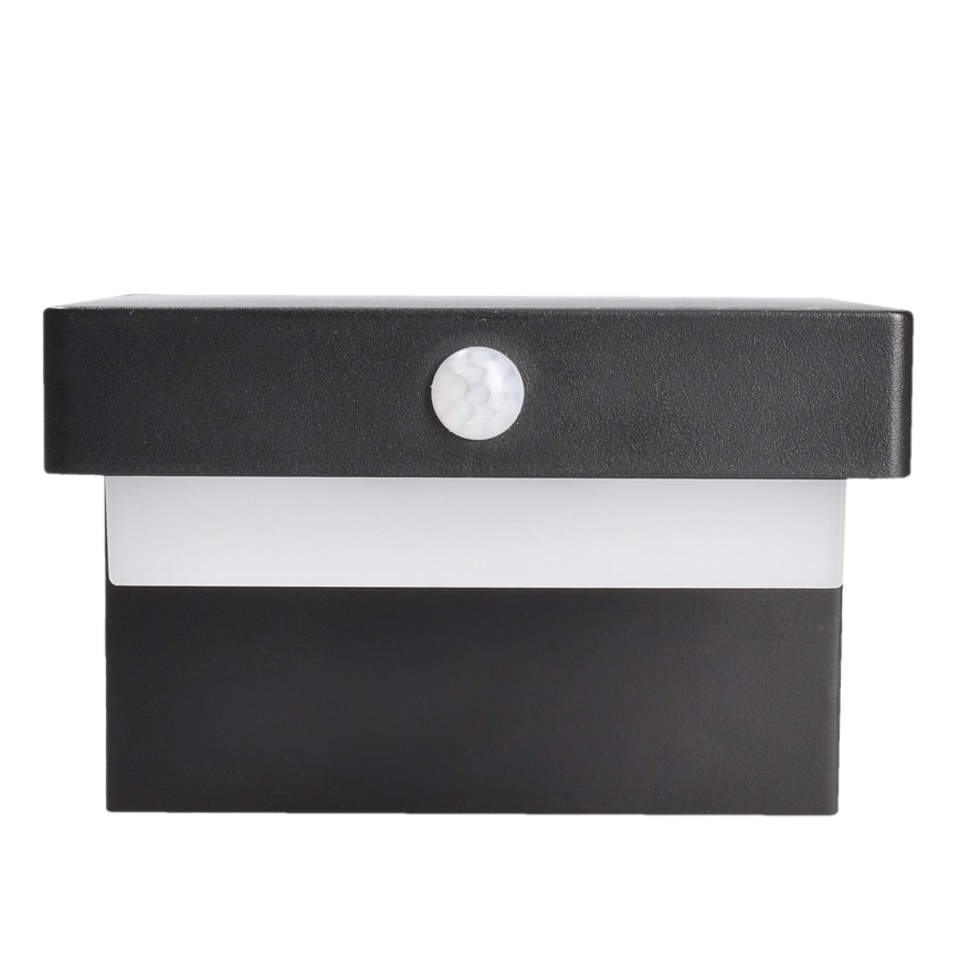 LED Luz solar de pared con sensor de movimiento y crepuscular PALERMO LED/5W/3,7V 2000 mAh IP54 negro
