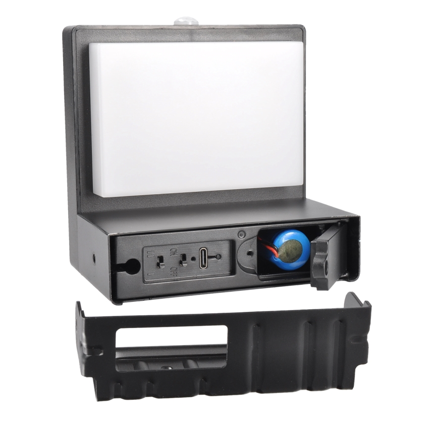LED Luz solar de pared con sensor de movimiento y crepuscular PALERMO LED/5W/3,7V 2000 mAh IP54 negro