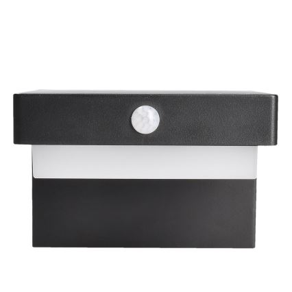 Lámpara solar de pared LED con sensor de movimiento y crepúsculo PALERMO LED/5W/3,7V 2000 mAh IP54 negra