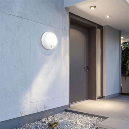 Aplique de pared LED para exterior con sensor 2 en 1, 20 W, 230 V, 3000/4000/6500 K, IP65, Ø 22 cm