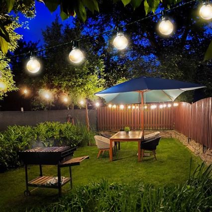 Cadena LED decorativa para exteriores 25xE12 20m IP44 blanco cálido