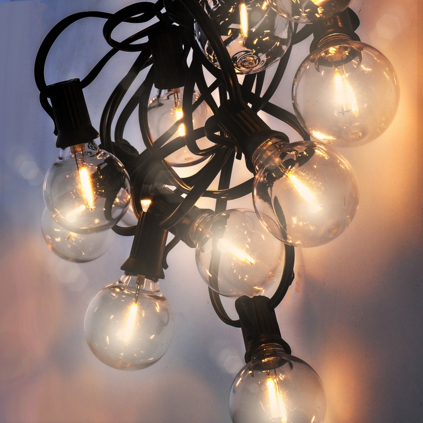 Cadena LED decorativa para exteriores 25xE12 20m IP44 blanco cálido