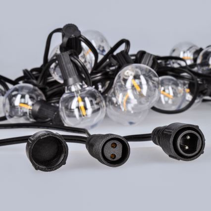 Cadena LED decorativa para exteriores 25xE12 20m IP44 blanco cálido