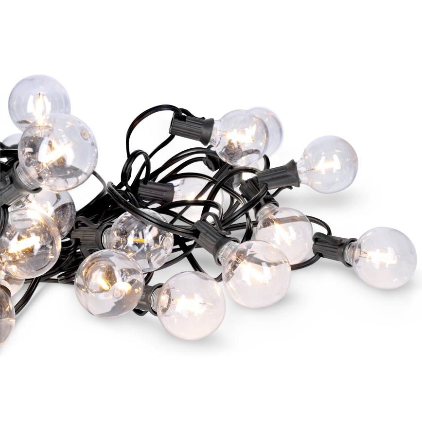Cadena LED decorativa para exteriores 25xE12 20m IP44 blanco cálido