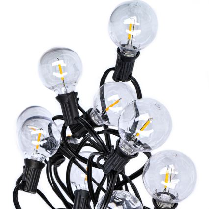 Cadena LED decorativa para exteriores 25xE12 20m IP44 blanco cálido