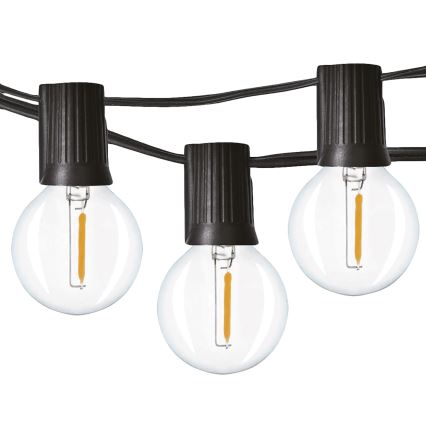 Cadena LED decorativa para exteriores 25xE12 20m IP44 blanco cálido