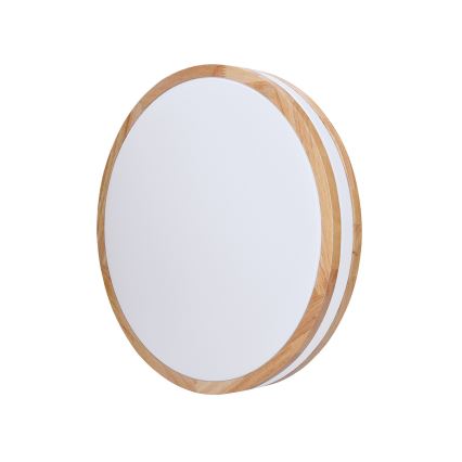 Plafón LED regulable WOODY LED/48W/230V 3000-6500K roble d. 38 cm + control remoto