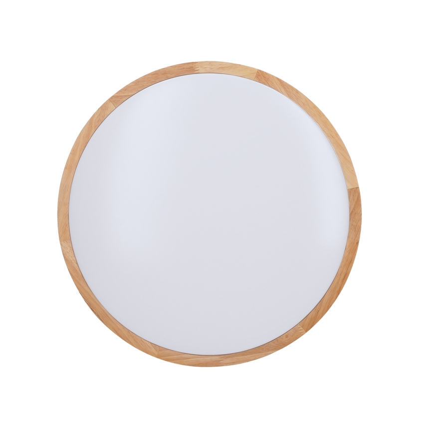 Plafón LED regulable SOLID OAK LED/60W/230V 3000-6500K roble diá. 51 cm + control remoto