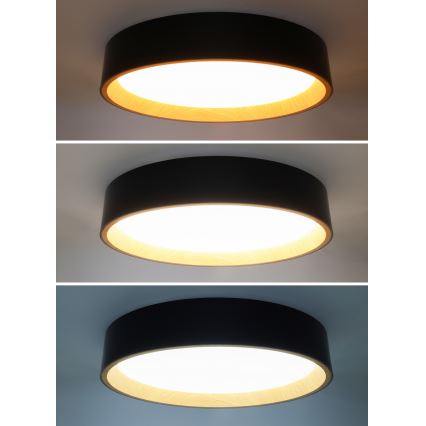Plafón LED regulable LARIOS LED/48W/230V 3000-6500K diá. 39 cm negro + control remoto
