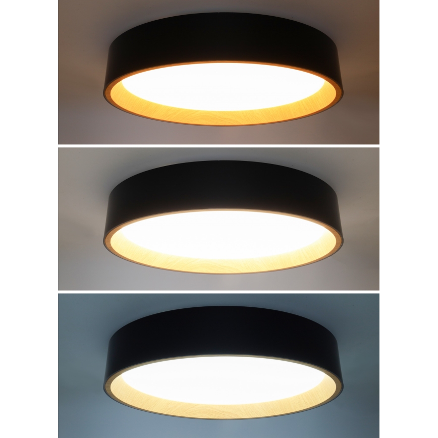 Plafón LED regulable LARIOS LED/48W/230V 3000-6500K diá. 39 cm negro + control remoto
