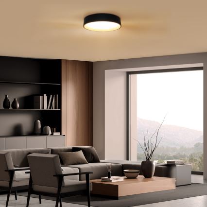Plafón LED regulable LARIOS LED/48W/230V 3000-6500K diá. 39 cm negro + control remoto