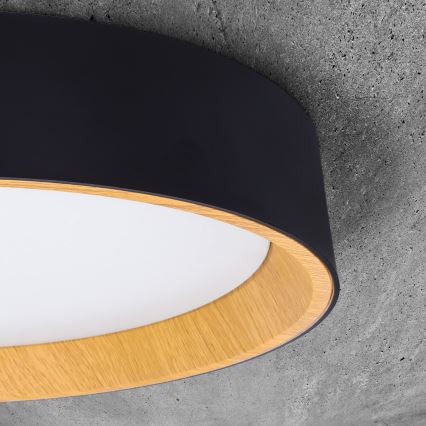 Plafón LED regulable LARIOS LED/48W/230V 3000-6500K diá. 39 cm negro + control remoto