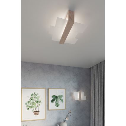 Plafón FENIKS 2 2xE27/60W/230V abedul/haya